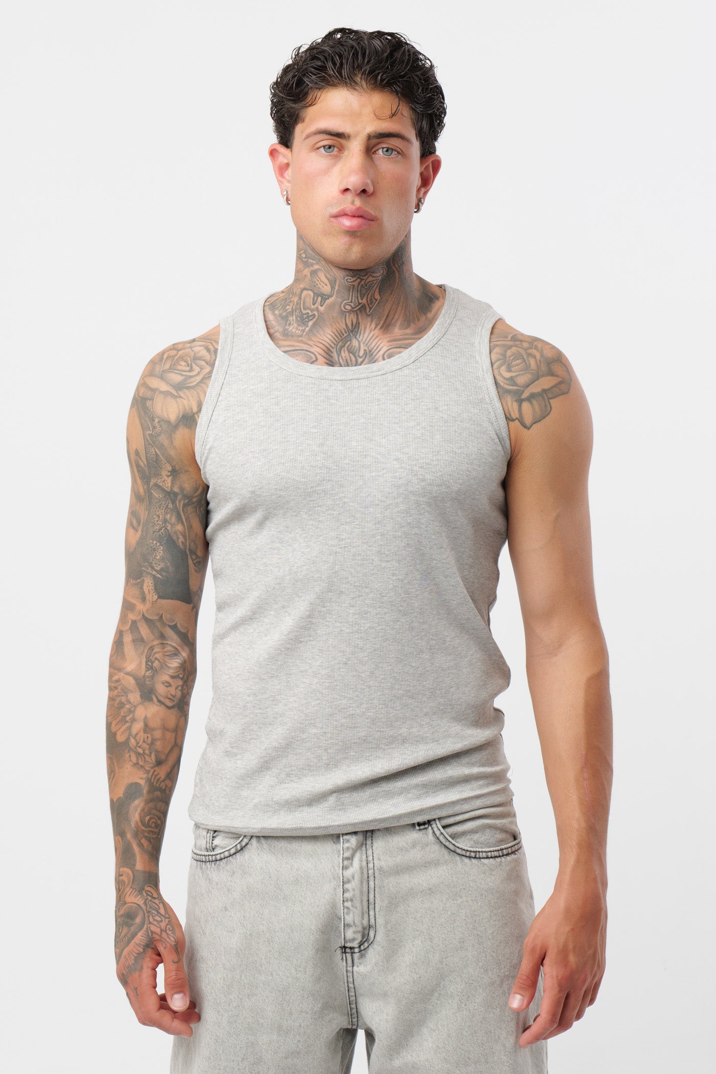 Grey Ribbed Tank Top
