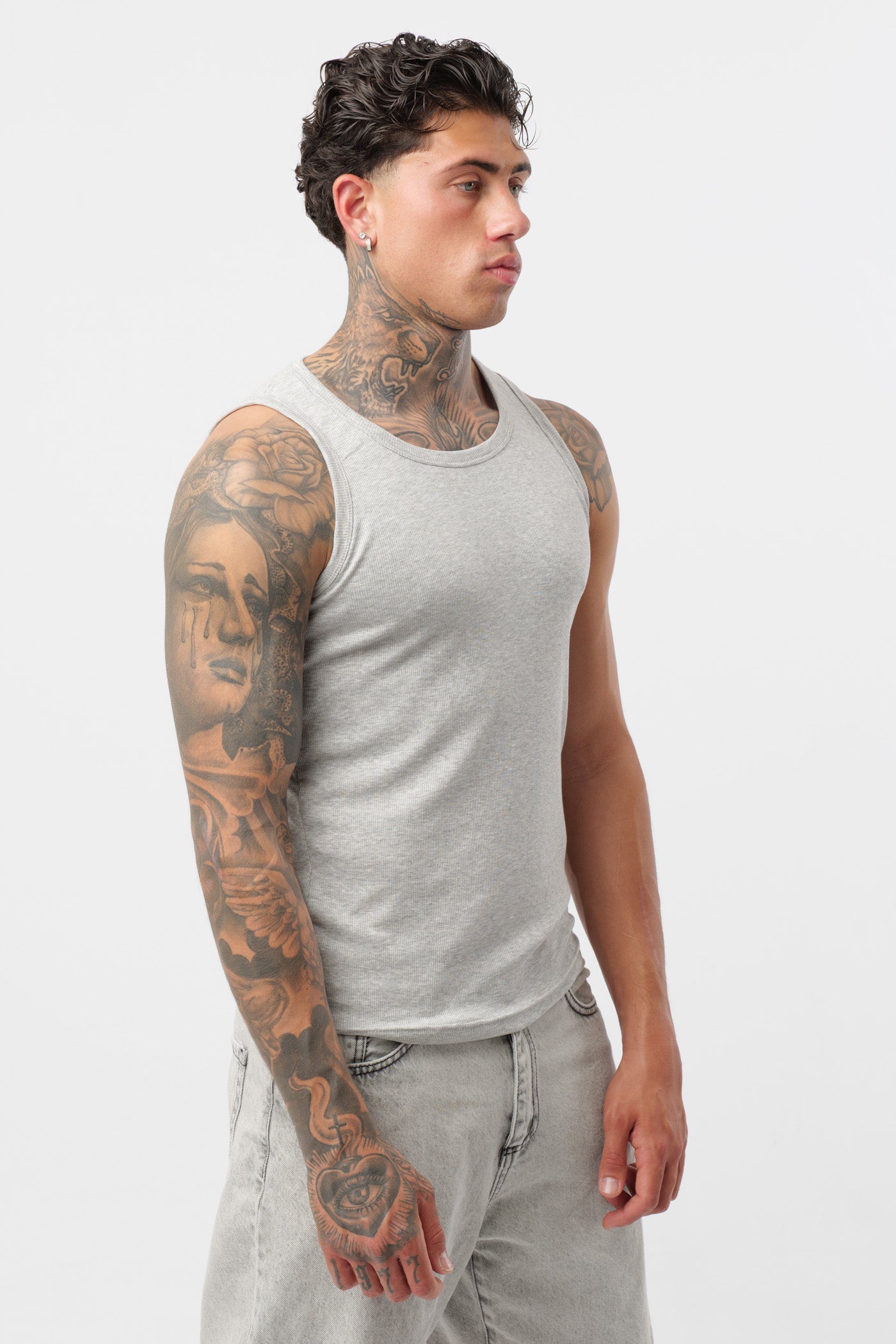 Grey Ribbed Tank Top