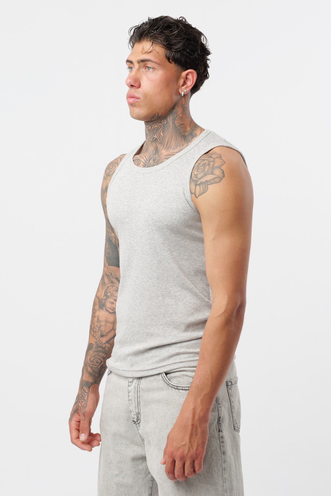 Grey Ribbed Tank Top