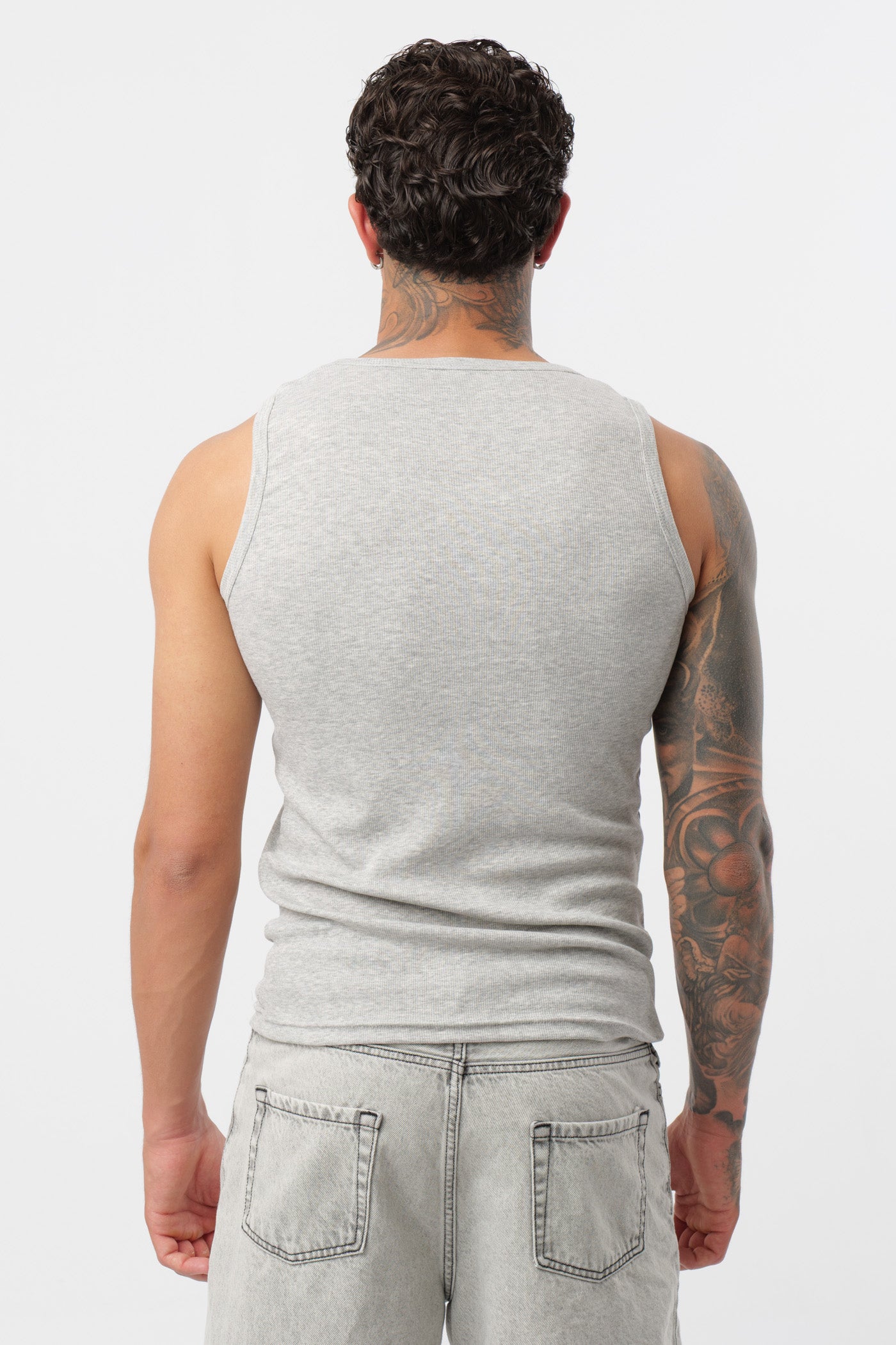 Grey Ribbed Tank Top