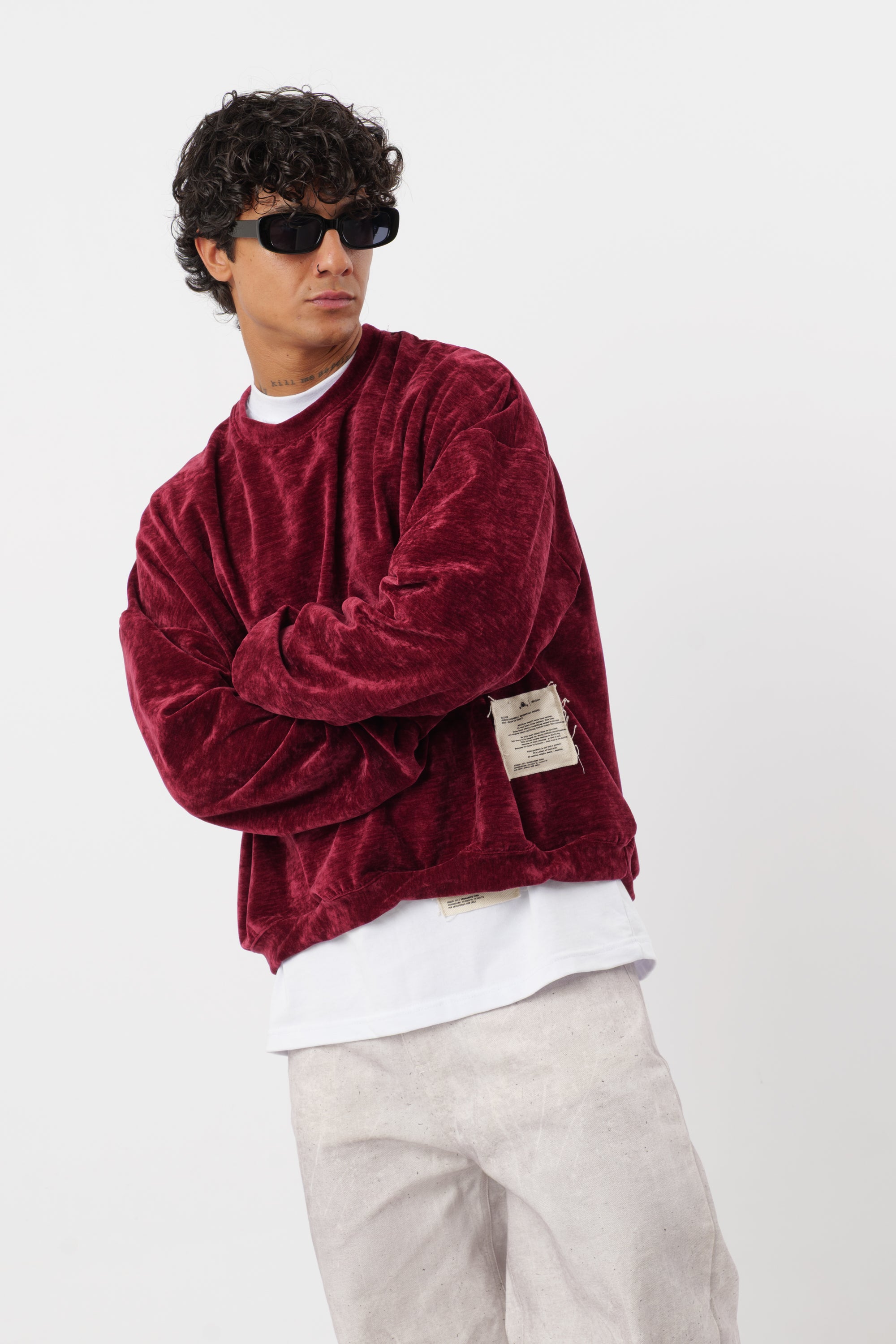 Crewneck Velvet Bordeaux