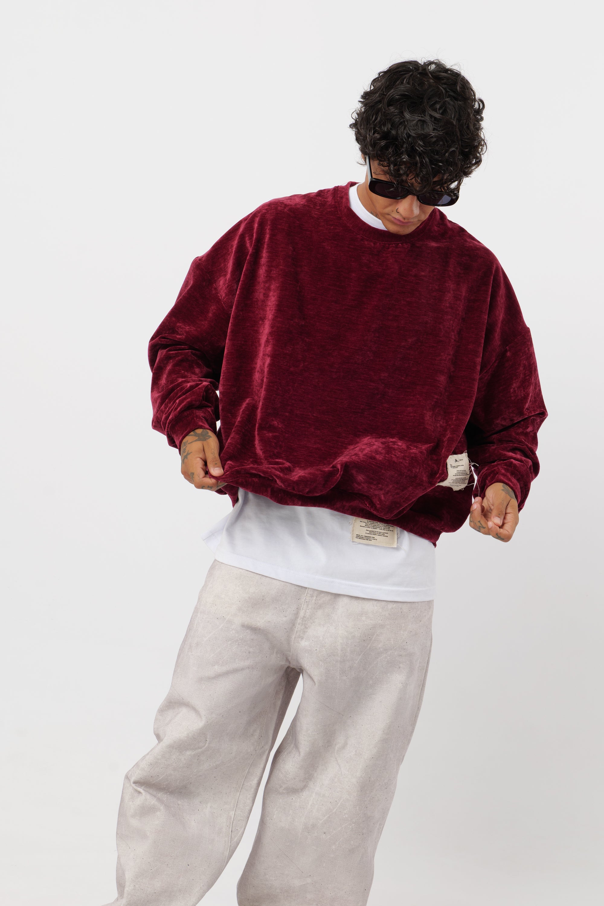 Crewneck Velvet Bordeaux