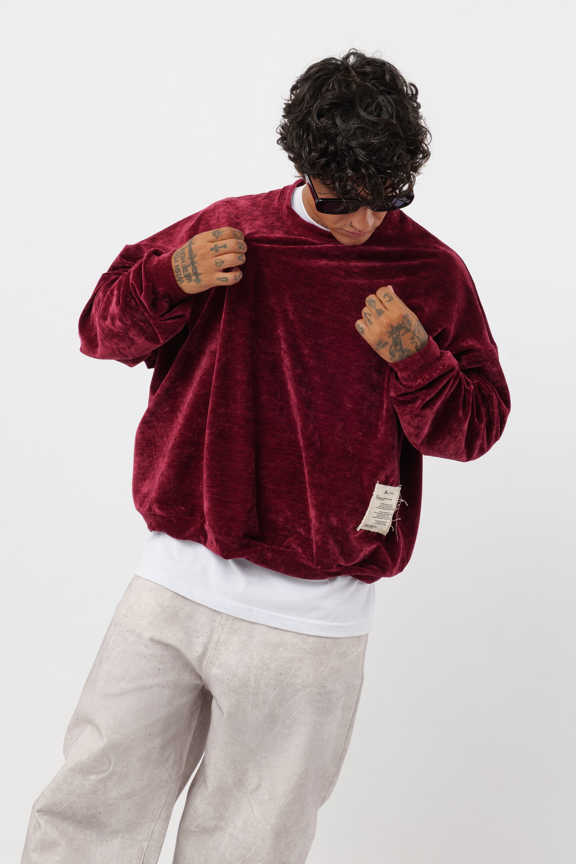 Crewneck Velvet Bordeaux