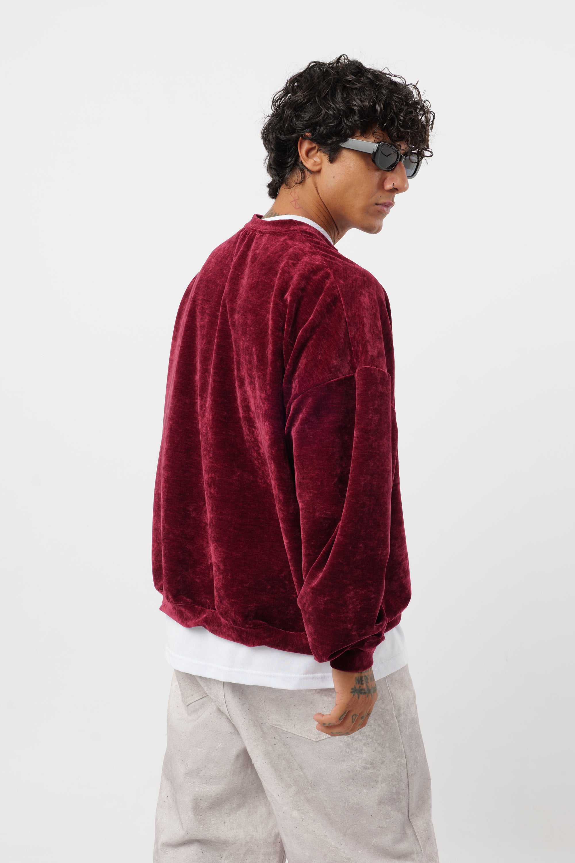 Crewneck Velvet Bordeaux