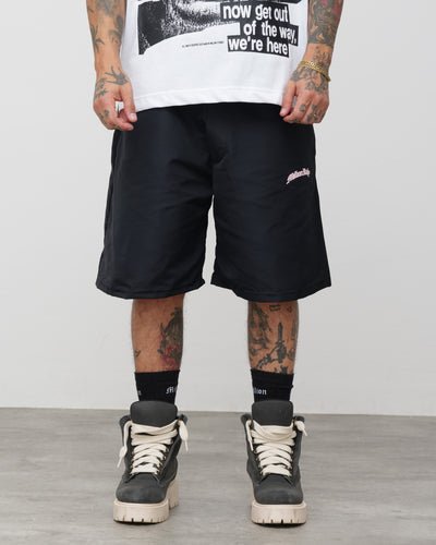 Shorts Tech Nero - Logo Rosa