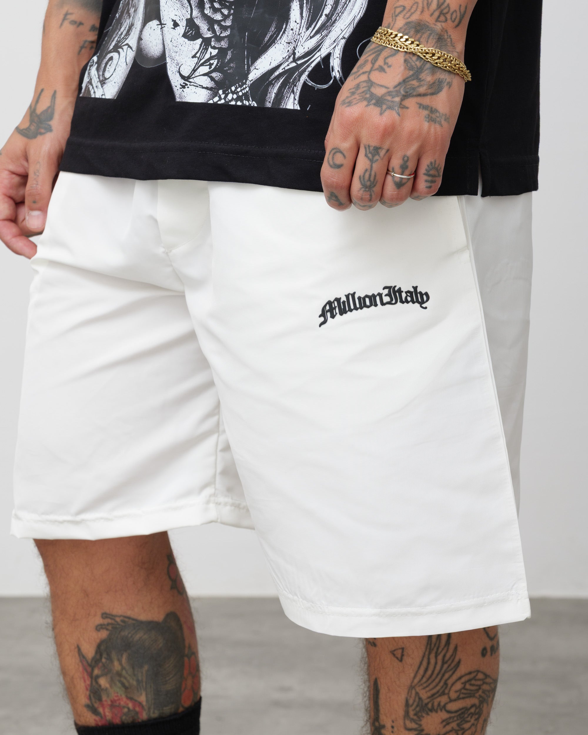 Shorts Tech Bianco - Logo Nero