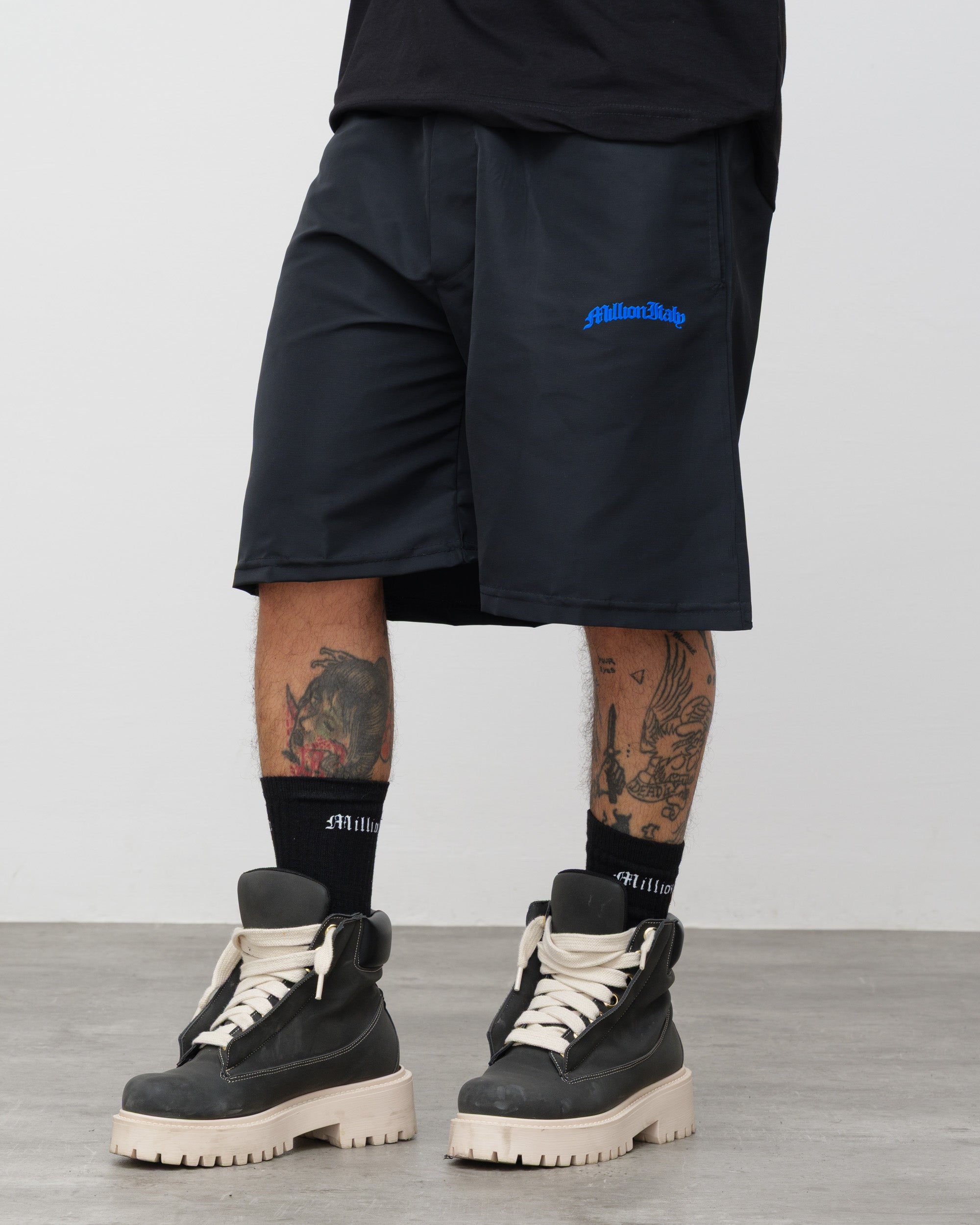 Shorts Tech Nero - Logo Blu