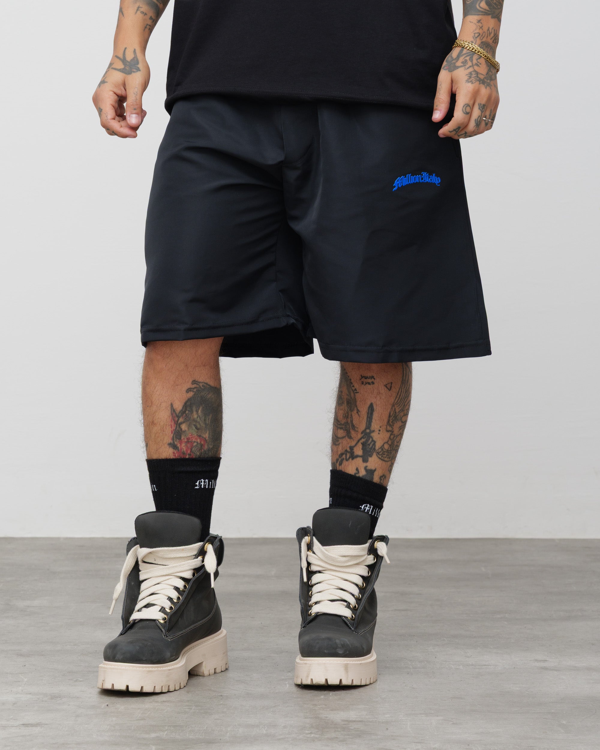 Shorts Tech Nero - Logo Blu