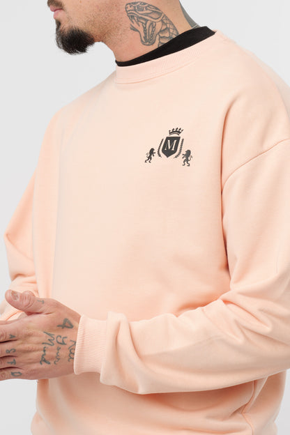 Crewneck Coral con Logo Nero