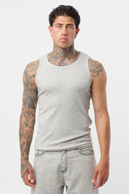 Grey Ribbed Tank Top