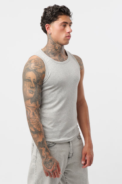 Grey Ribbed Tank Top