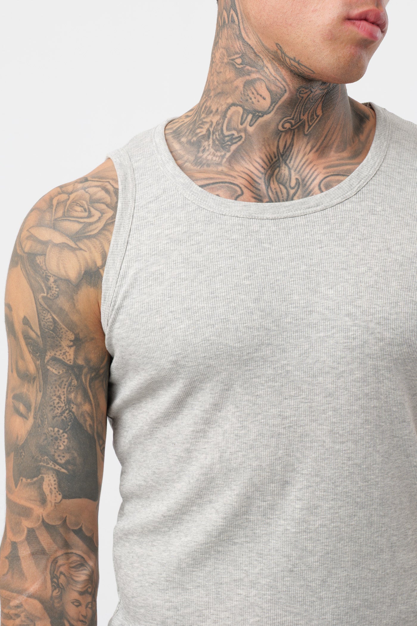 Grey Ribbed Tank Top