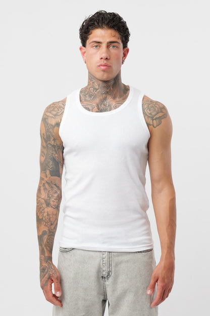 White Ribbed Tank Top