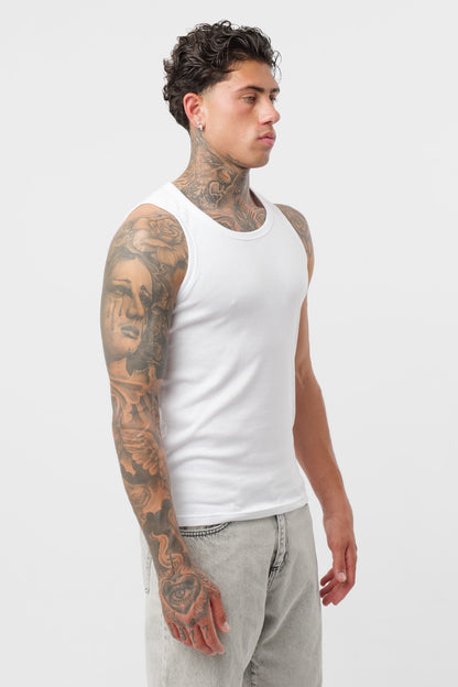 White Ribbed Tank Top
