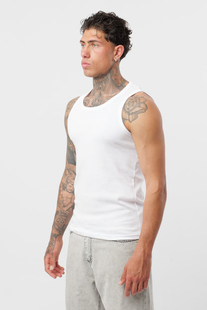 White Ribbed Tank Top