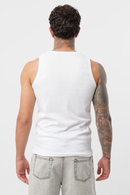 White Ribbed Tank Top