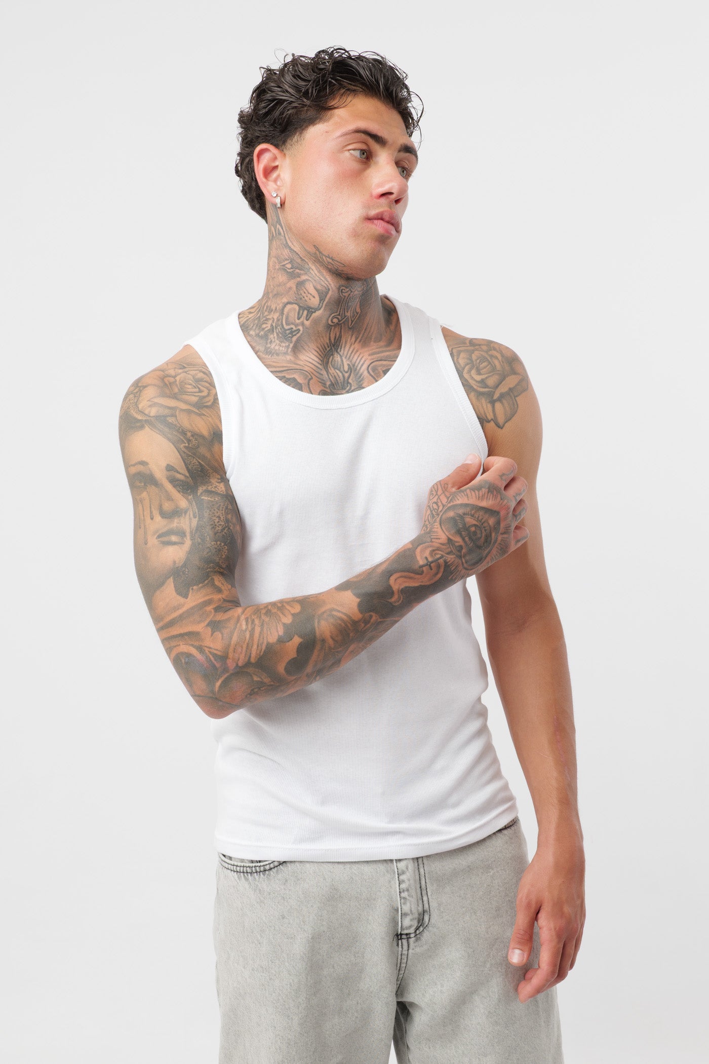 White Ribbed Tank Top