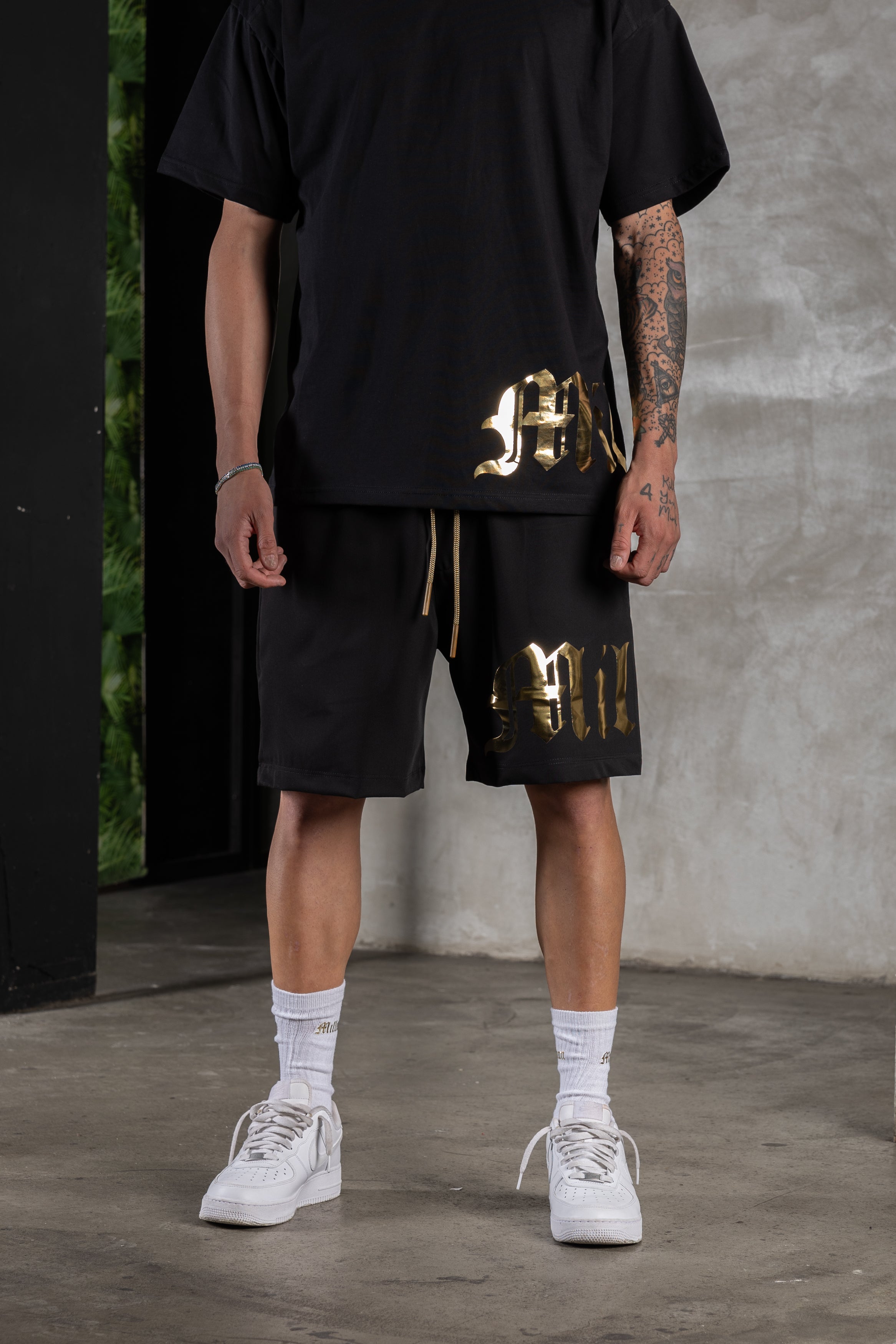 Black Gold Logo Shorts
