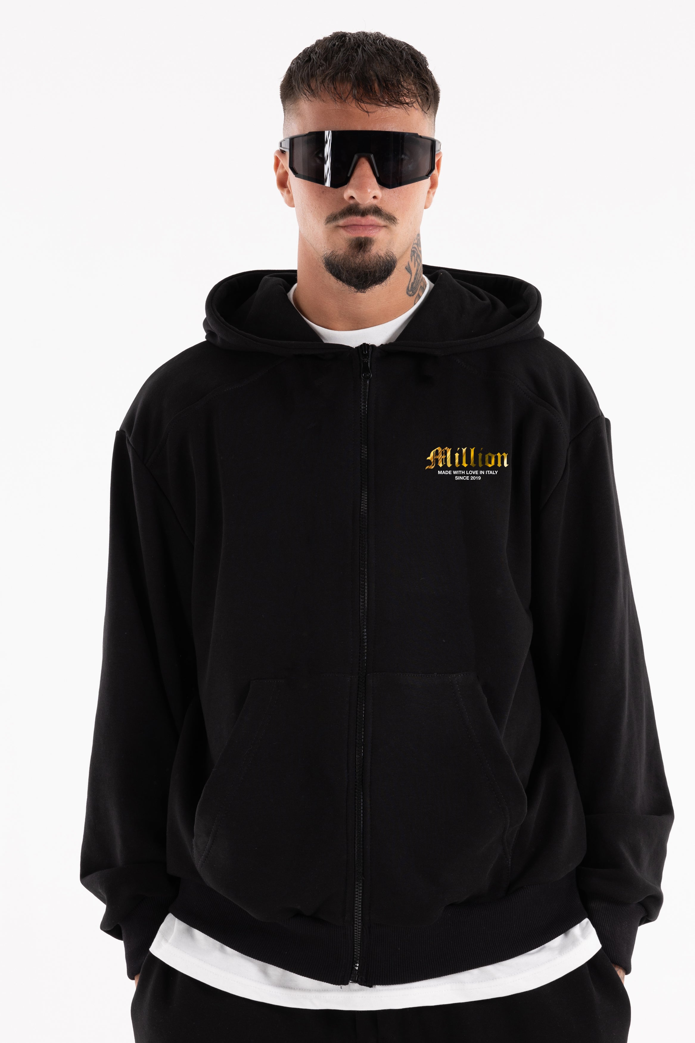 Hoodie Zip Gold Nera